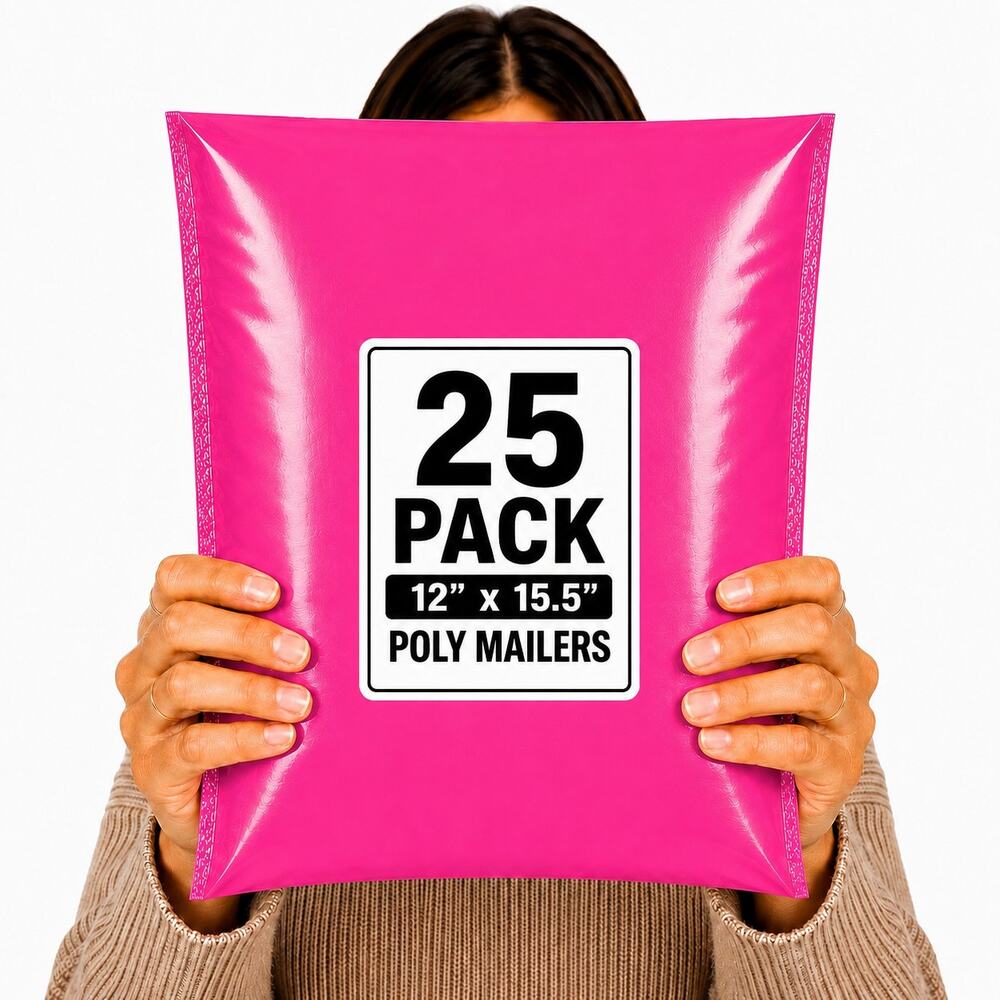 POLY MAILERS PINK (25 PACK) 12x15.5 SELF SEAL SHIPPING BAGS MAILING BAGS NEW
